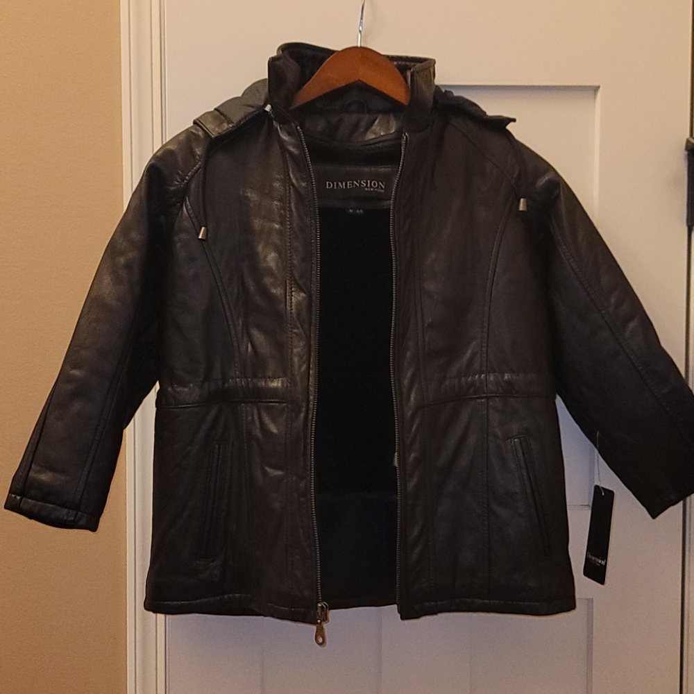 Brand new Leather Boys Jacket with leather hood